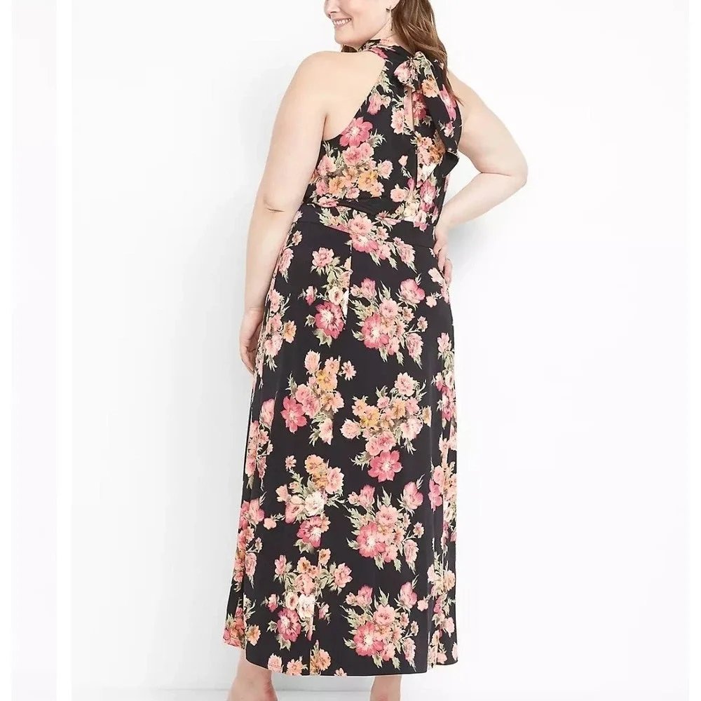 Lane Bryant Womens Floral Tie Halter Neck Maxi Dress Plus Size 26 28 - Picture 2 of 8